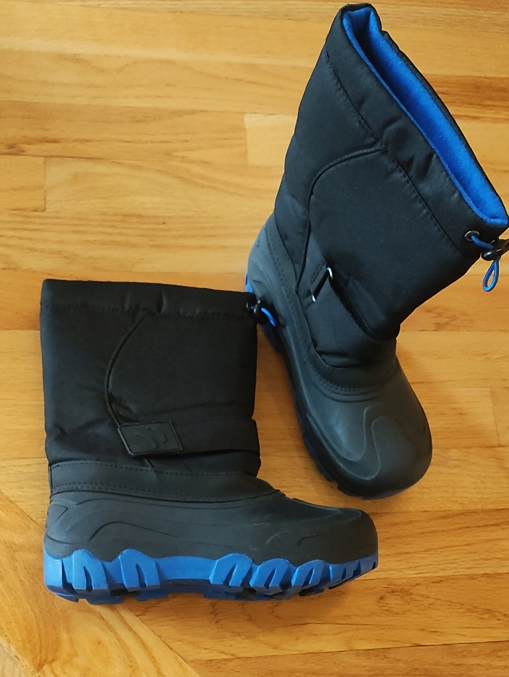 Kids Black and Blue Insulated Snow Boots
